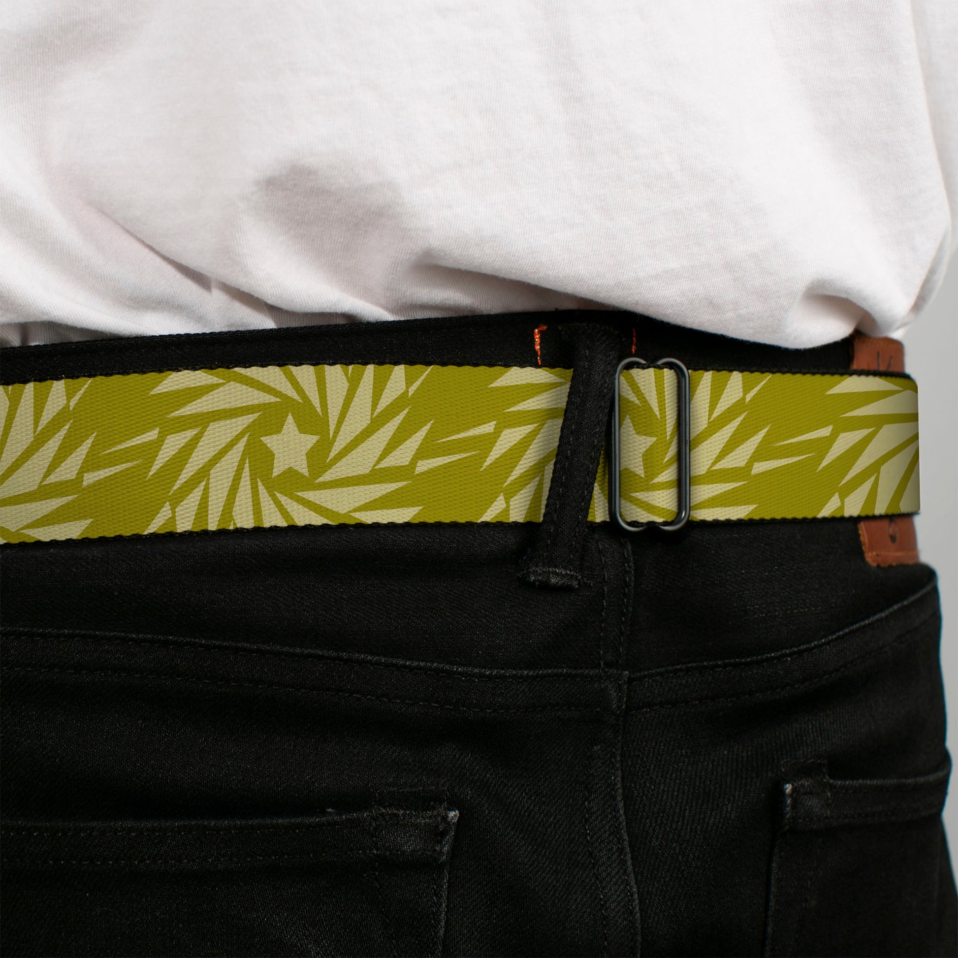 BD Wings Logo CLOSE-UP Black/Silver Seatbelt Belt - Star Pinwheel Olive Greens Webbing Seatbelt Belts Buckle-Down