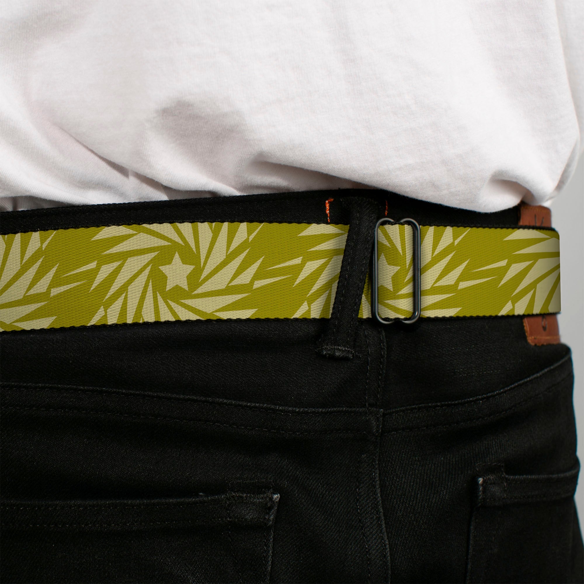 BD Wings Logo CLOSE-UP Black/Silver Seatbelt Belt - Star Pinwheel Olive Greens Webbing Seatbelt Belts Buckle-Down