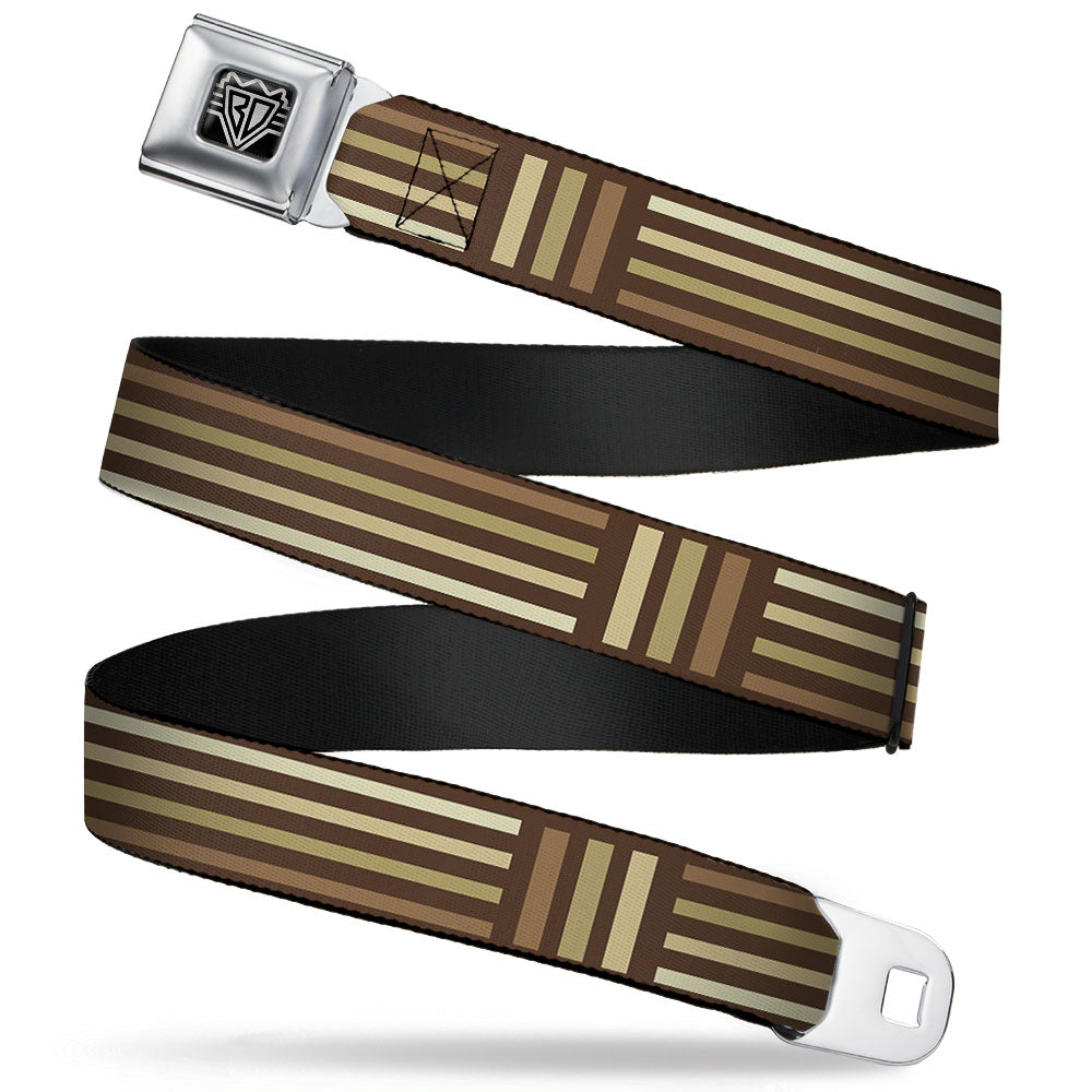 BD Wings Logo CLOSE-UP Full Color Black Silver Seatbelt Belt - Stripe Blocks Browns Webbing Seatbelt Belts Buckle-Down