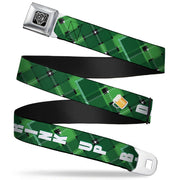 BD Wings Logo CLOSE-UP Full Color Black Silver Seatbelt Belt - St. Pat's DRINK UP BITCHES/Beer Mugs/Stacked Shamrocks Greens/White/Gold Webbing Seatbelt Belts Buckle-Down