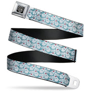 BD Wings Logo CLOSE-UP Full Color Black Silver Seatbelt Belt - Shark 3-Rows Light Blue Webbing Seatbelt Belts Buckle-Down