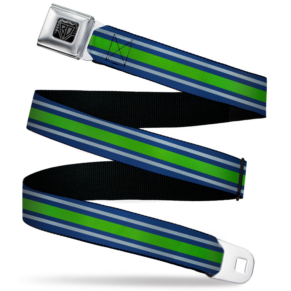 BD Wings Logo CLOSE-UP Black/Silver Seatbelt Belt - Stripe2 Navy/Gray/Green Webbing Seatbelt Belts Buckle-Down