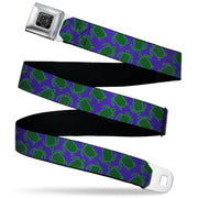 BD Wings Logo CLOSE-UP Black/Silver Seatbelt Belt - Sea Turtles Scattered Blue/Green Webbing Seatbelt Belts Buckle-Down