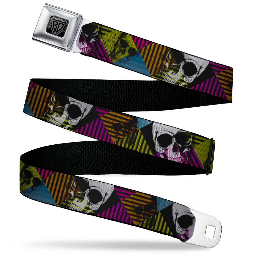 BD Wings Logo CLOSE-UP Black/Silver Seatbelt Belt - Skull CAT Scan/Striped Diamonds Black/Multi Color/Grays Webbing Seatbelt Belts Buckle-Down