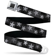 BD Wings Logo CLOSE-UP Black/Silver Seatbelt Belt - Stars Sketches Black/Grays Webbing Seatbelt Belts Buckle-Down
