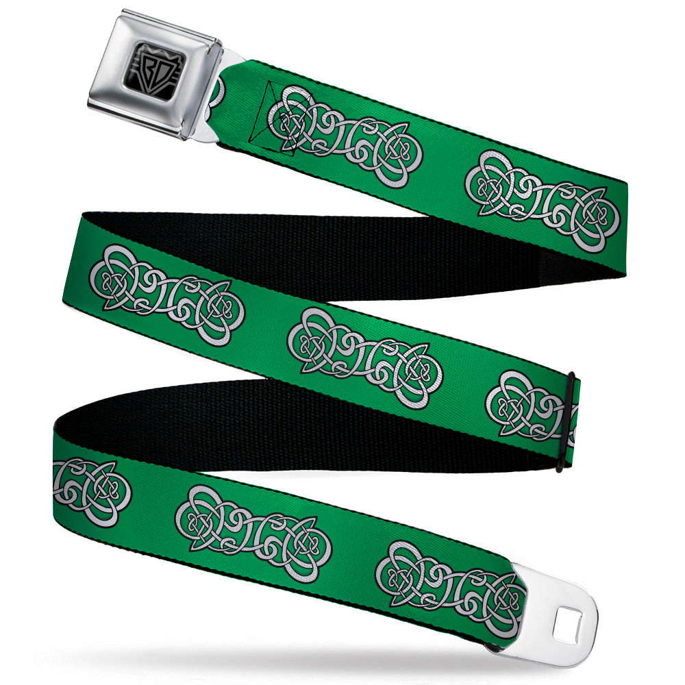 BD Wings Logo CLOSE-UP Black/Silver Seatbelt Belt - Celtic Knot2 Greens/Black/White Webbing Seatbelt Belts Buckle-Down