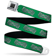 BD Wings Logo CLOSE-UP Black/Silver Seatbelt Belt - Celtic Knot2 Greens/Black/White Webbing Seatbelt Belts Buckle-Down