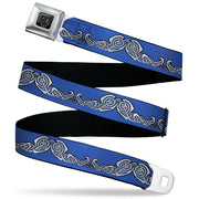 BD Wings Logo CLOSE-UP Black/Silver Seatbelt Belt - Celtic Knot4 Blues/Black/White Webbing Seatbelt Belts Buckle-Down