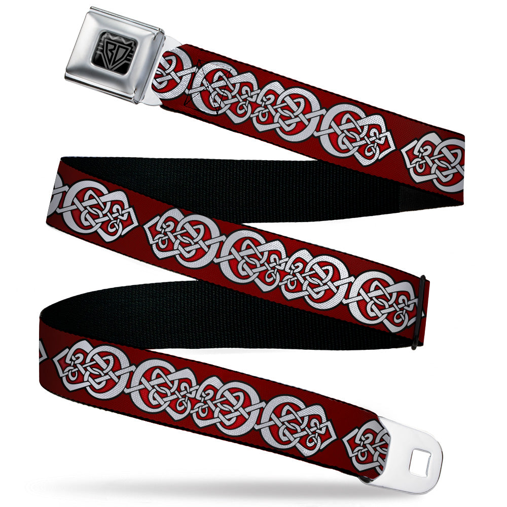 BD Wings Logo CLOSE-UP Black/Silver Seatbelt Belt - Celtic Knot5 Reds/Black/White Webbing Seatbelt Belts Buckle-Down
