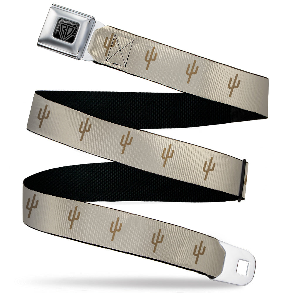 BD Wings Logo CLOSE-UP Black/Silver Seatbelt Belt - Cacti2 Tans Webbing Seatbelt Belts Buckle-Down