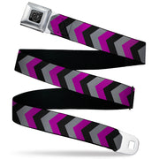 BD Wings Logo CLOSE-UP Black/Silver Seatbelt Belt - Chevron Purple/Black/Gray Webbing Seatbelt Belts Buckle-Down