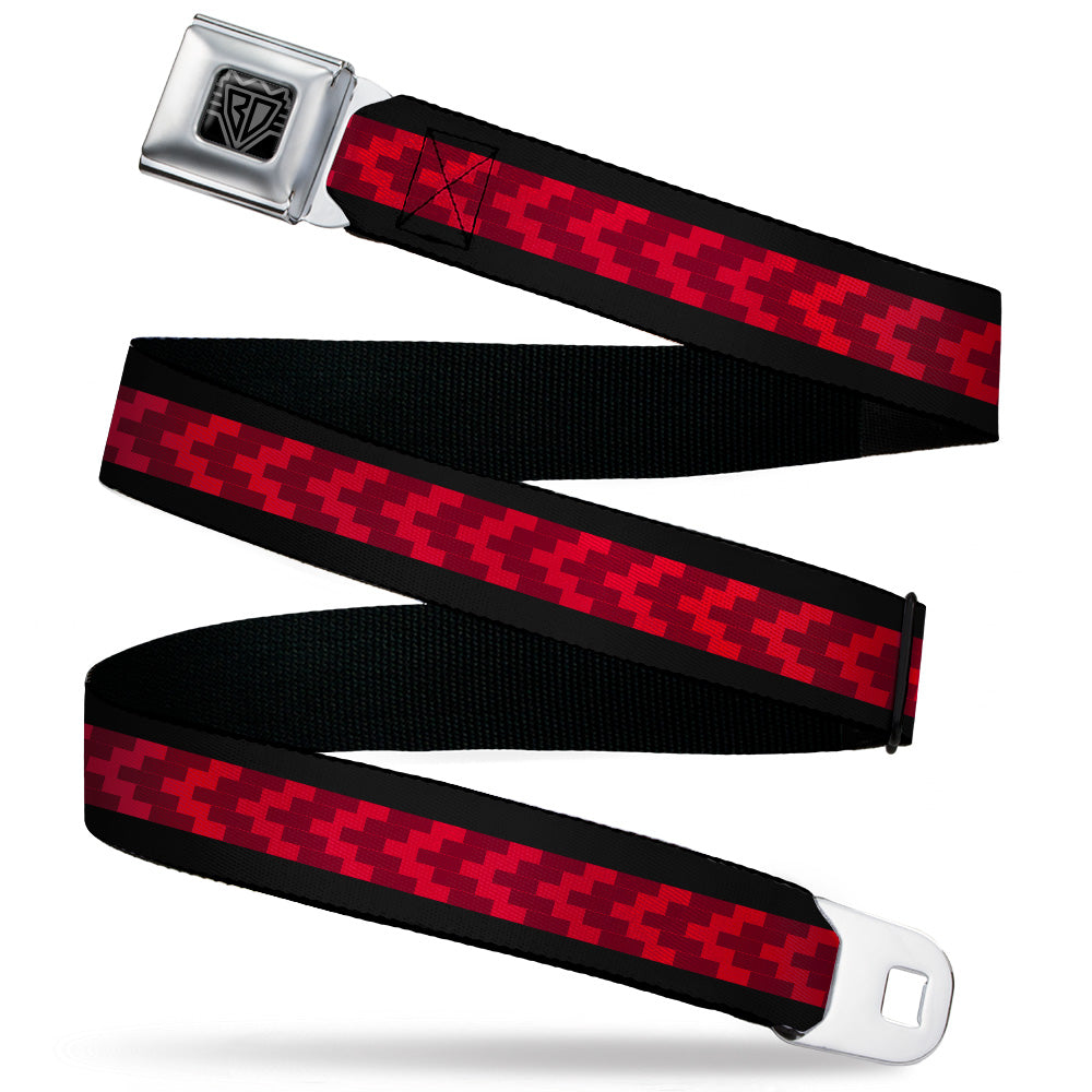 BD Wings Logo CLOSE-UP Black/Silver Seatbelt Belt - Chevron 8-Bit Black/Reds Webbing Seatbelt Belts Buckle-Down