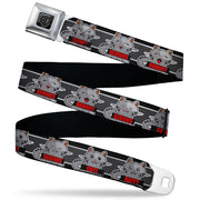 BD Wings Logo CLOSE-UP Black/Silver Seatbelt Belt - Cat 6-Mood Poses/Stripe Black/White/Grays Webbing Seatbelt Belts Buckle-Down
