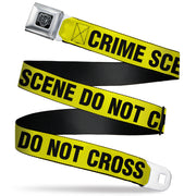 BD Wings Logo CLOSE-UP Full Color Black Silver Seatbelt Belt - CRIME SCENE DO NOT CROSS Yellow/Black Webbing Seatbelt Belts Buckle-Down
