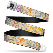 BD Wings Logo CLOSE-UP Black/Silver Seatbelt Belt - Summer Harmony Collage Beige/Multi Color Webbing Seatbelt Belts Buckle-Down