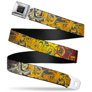 BD Wings Logo CLOSE-UP Black/Silver Seatbelt Belt - Swirl Mix Gray/Multi Color Webbing Seatbelt Belts Buckle-Down