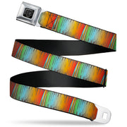 BD Wings Logo CLOSE-UP Black/Silver Seatbelt Belt - Scribble Zarape Fade Brown/Multi Color Webbing Seatbelt Belts Buckle-Down