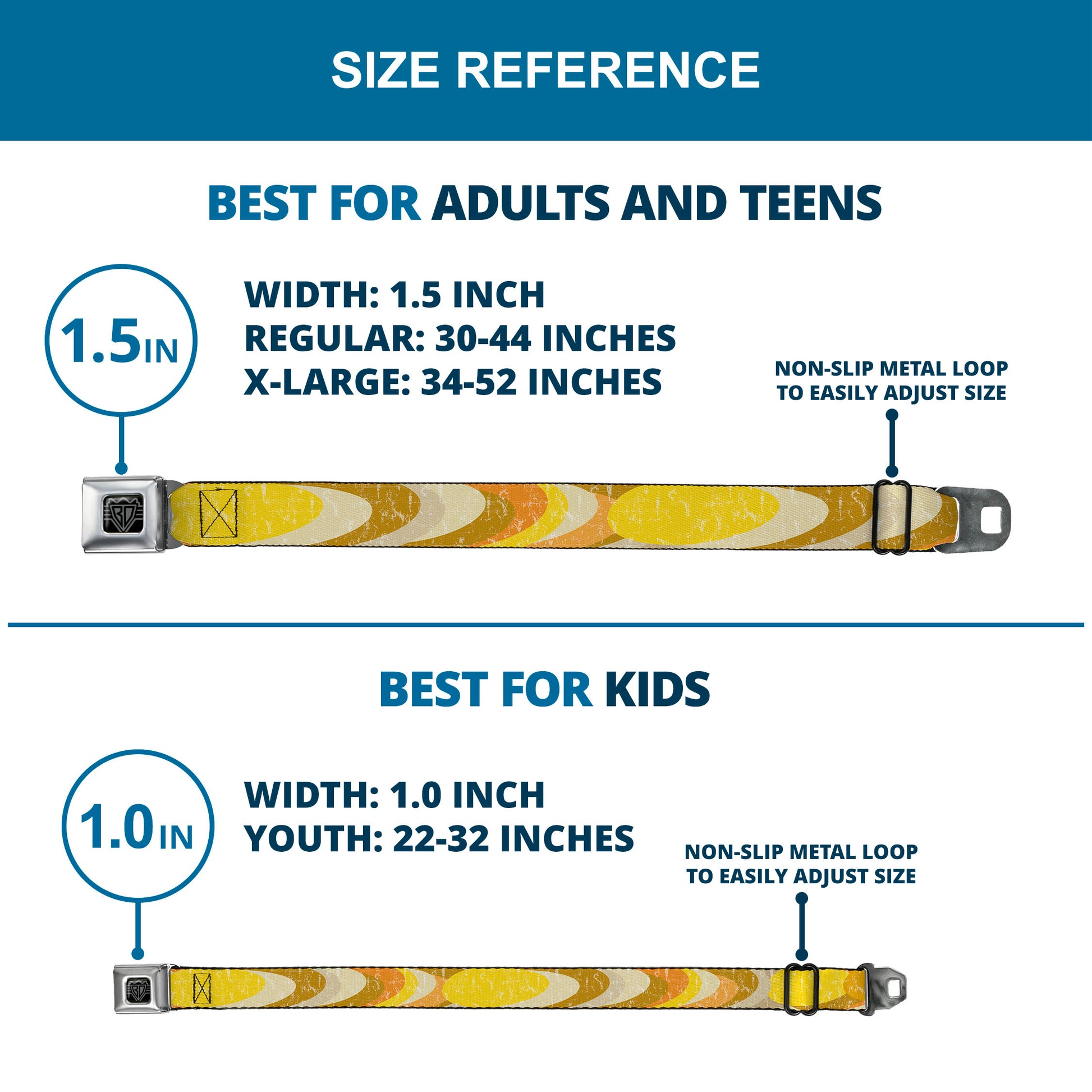 BD Wings Logo CLOSE-UP Black/Silver Seatbelt Belt - Spots Stacked Weathered Yellows/Browns Webbing Seatbelt Belts Buckle-Down