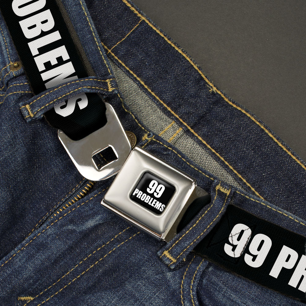 Buckle-Down 99 PROBLEMS Full Color Black/White Seatbelt Belt - 99 PROBLEMS Black/White Webbing Seatbelt Belts Buckle-Down