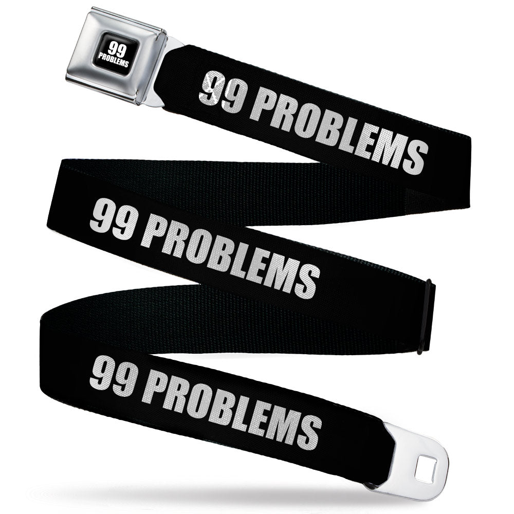 Buckle-Down 99 PROBLEMS Full Color Black/White Seatbelt Belt - 99 PROBLEMS Black/White Webbing Seatbelt Belts Buckle-Down