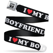 BD Heart Logo Full Color Black/White Seatbelt Belt - I "HEART" MY BOYFRIEND Black/White/Red Webbing Seatbelt Belts Buckle-Down