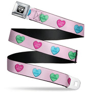 BD Heart Logo Full Color Black/White Seatbelt Belt - Candy Hearts Baby Pink Webbing Seatbelt Belts Buckle-Down