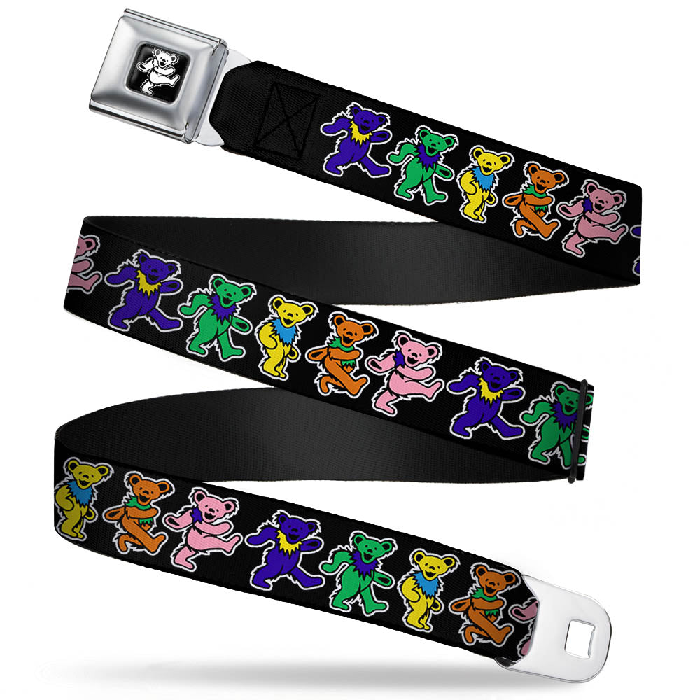 Grateful Dead Bear Seatbelt Belt - Dancing Bears Black/Multi Color Webbing Seatbelt Belts Grateful Dead