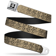 Grateful Dead Bear Seatbelt Belt - Dancing Bears Tan/Black Webbing Seatbelt Belts Grateful Dead