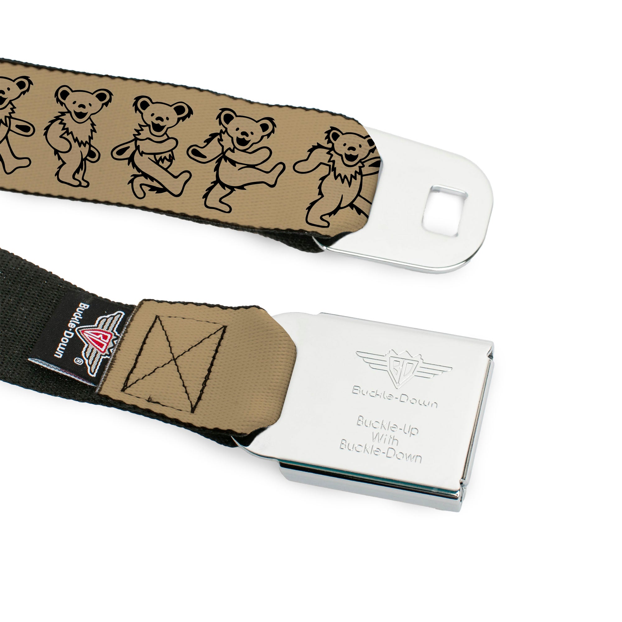 Grateful Dead Bear Seatbelt Belt - Dancing Bears Hemp/Black Webbing Seatbelt Belts Grateful Dead