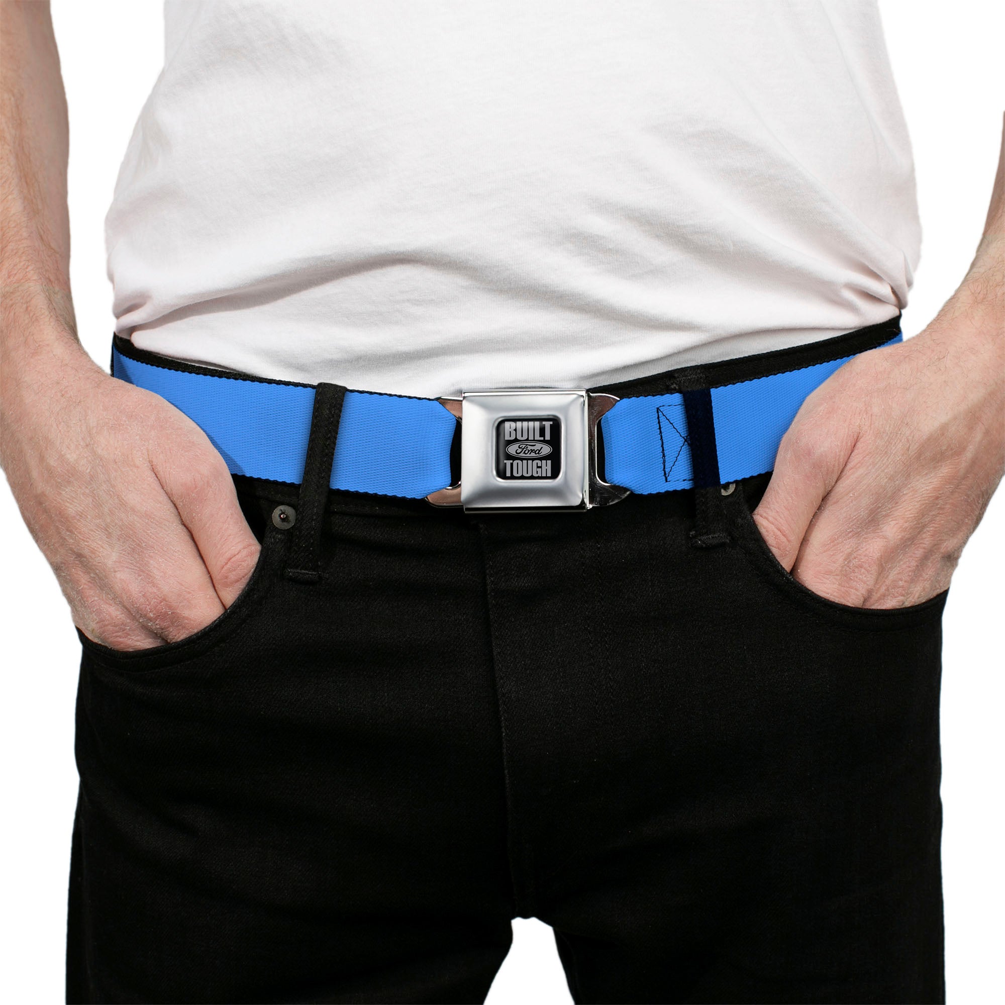 Built Ford Tough Seatbelt Belt - Baby Blue Webbing Seatbelt Belts Ford