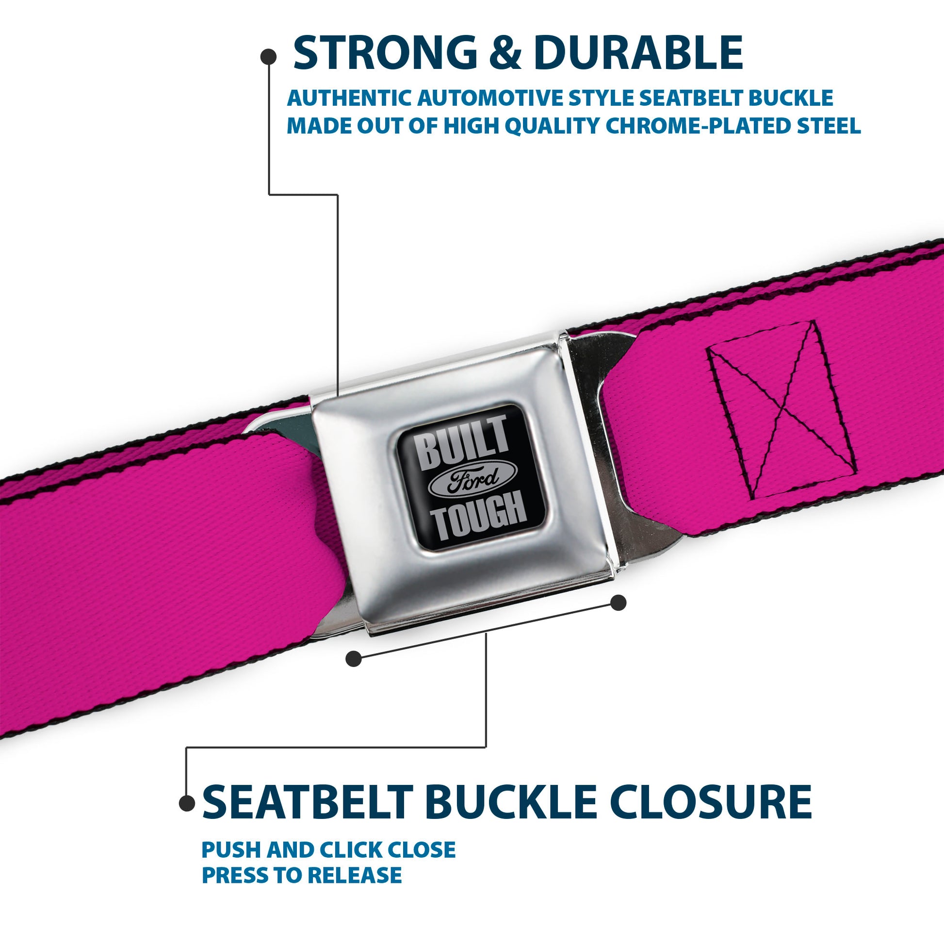 Built Ford Tough Seatbelt Belt - Fuchsia Webbing Seatbelt Belts Ford
