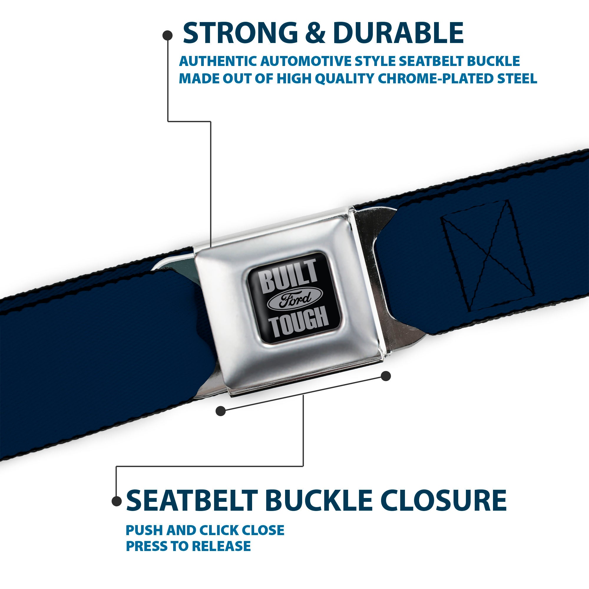 Built Ford Tough Seatbelt Belt - Navy Webbing Seatbelt Belts Ford