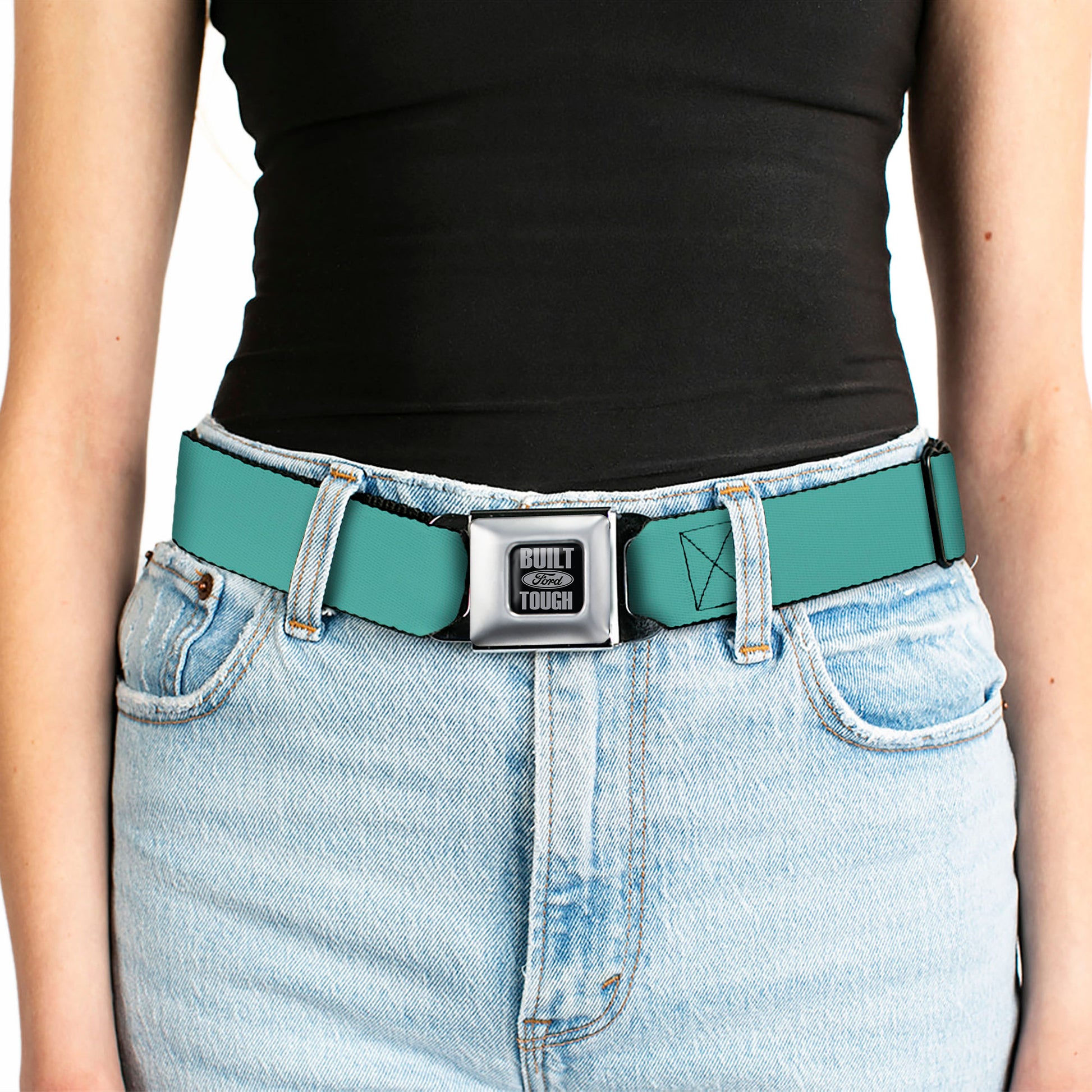 Built Ford Tough Seatbelt Belt - Teal Webbing Seatbelt Belts Ford