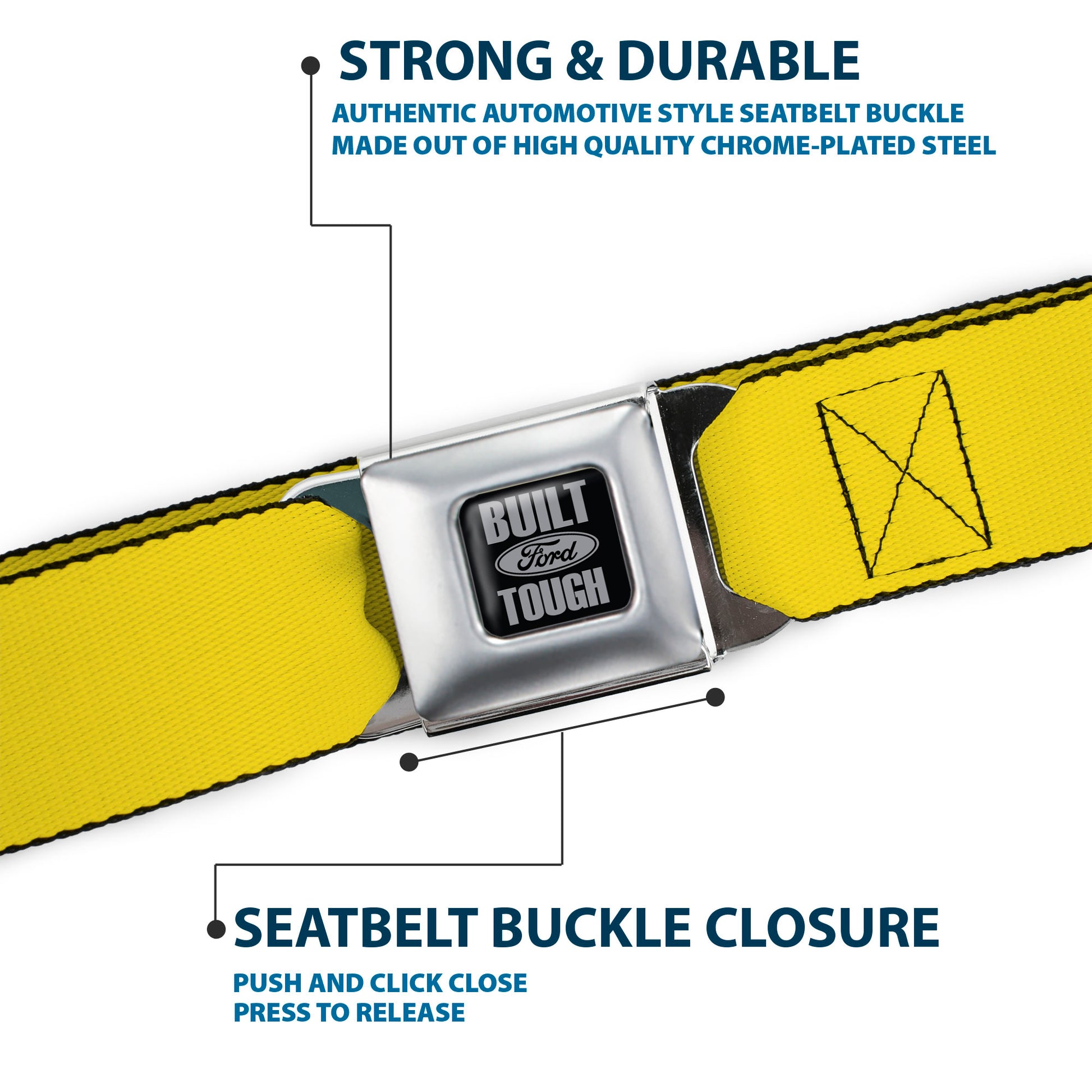Built Ford Tough Seatbelt Belt - Yellow Webbing Seatbelt Belts Ford