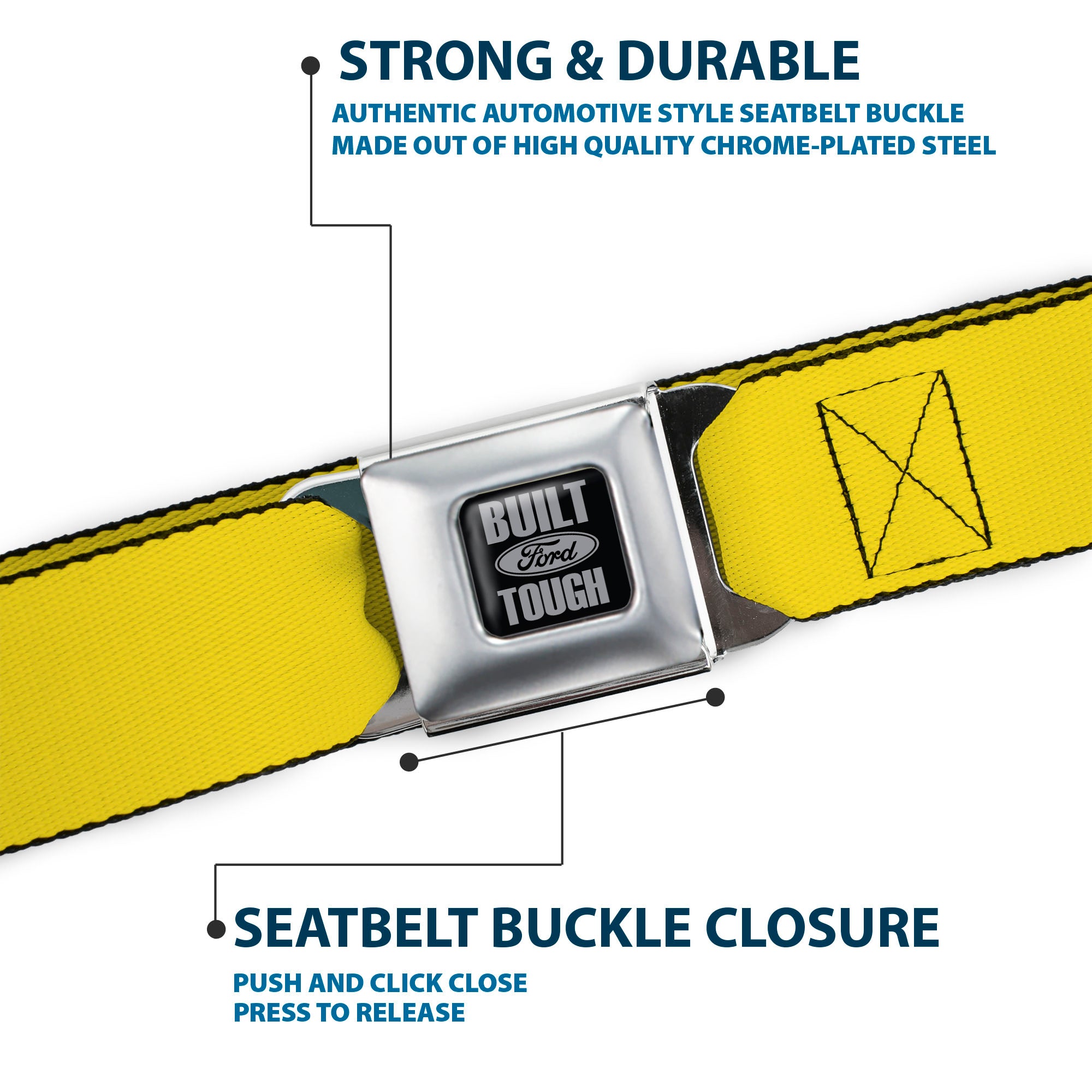Built Ford Tough Seatbelt Belt - Yellow Webbing Seatbelt Belts Ford