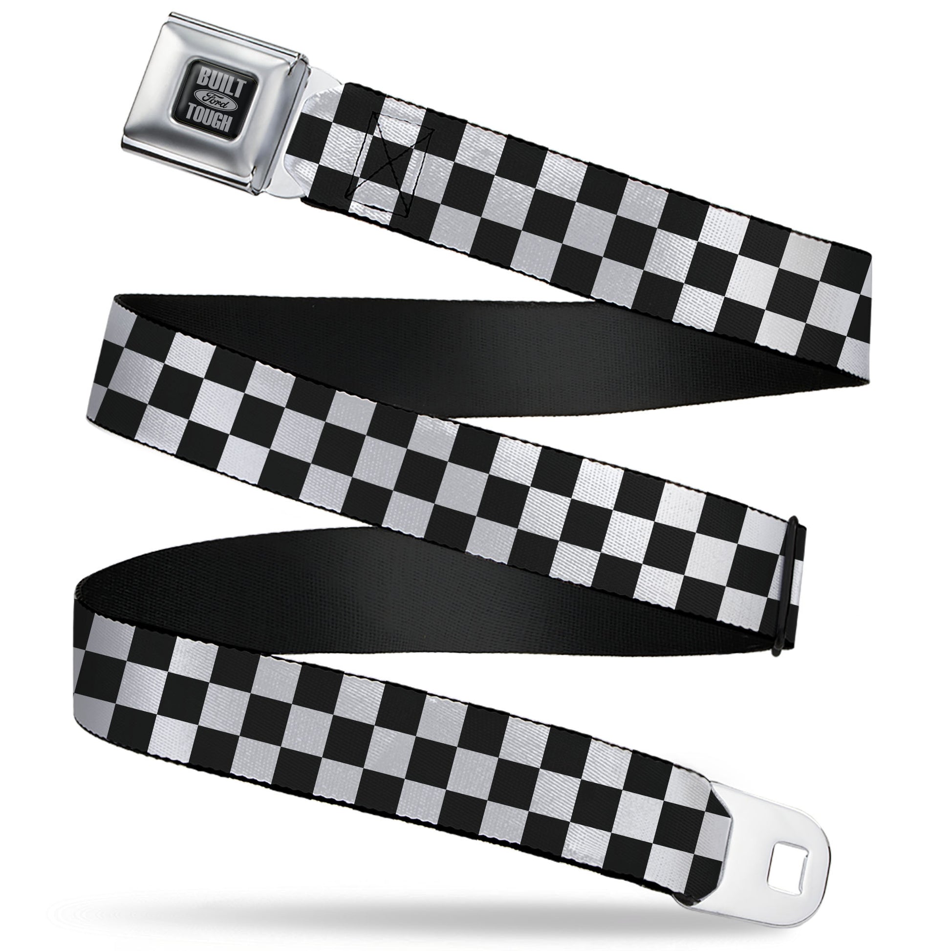Built Ford Tough Seatbelt Belt - Checker Black/White Webbing Seatbelt Belts Ford