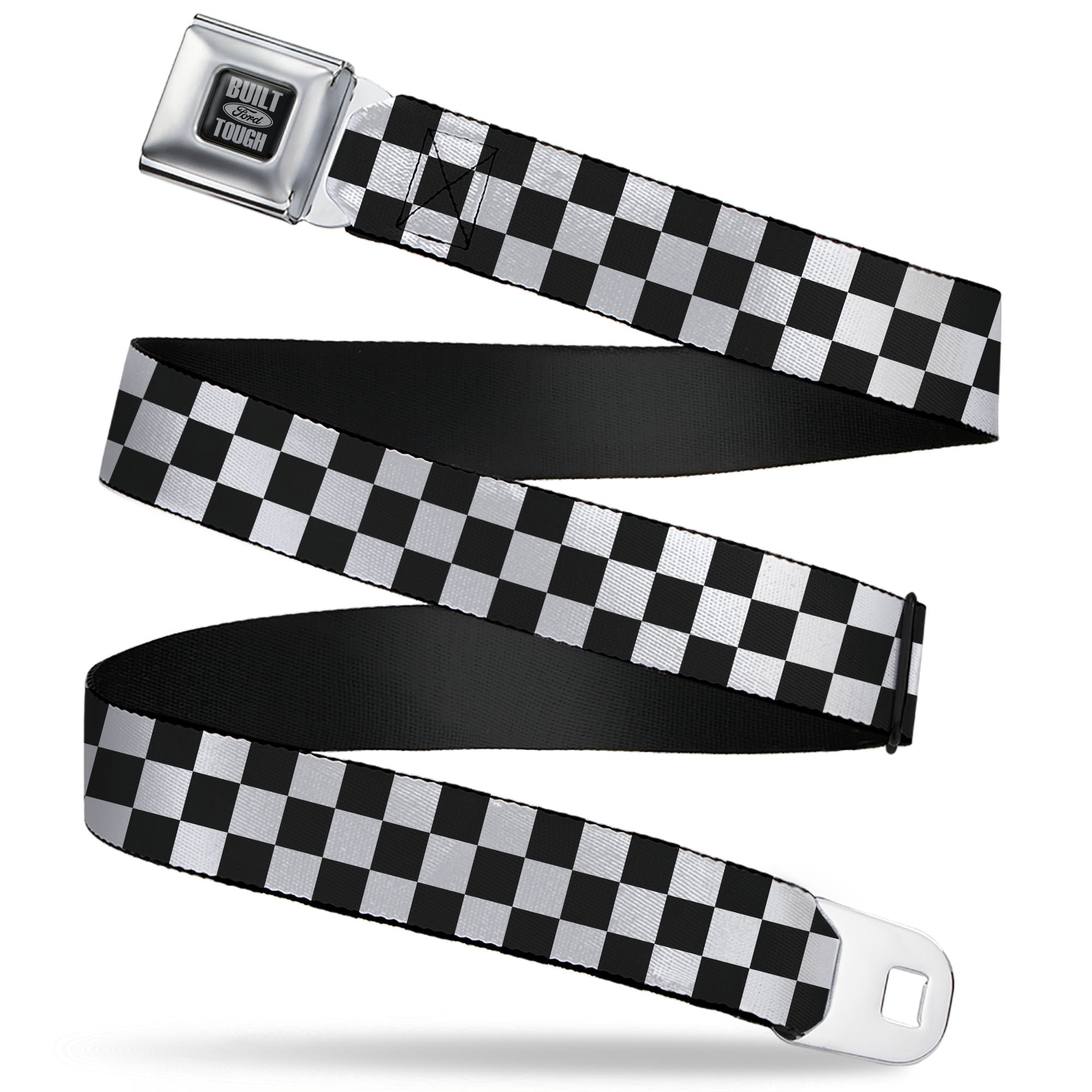 Built Ford Tough Seatbelt Belt - Checker Black/White Webbing Seatbelt Belts Ford