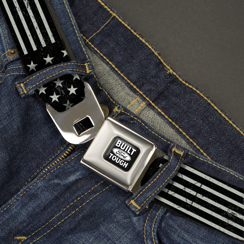 Built Ford Tough Seatbelt Belt - Americana Stars & Stripes2 Weathered Black/Gray Seatbelt Belts Ford