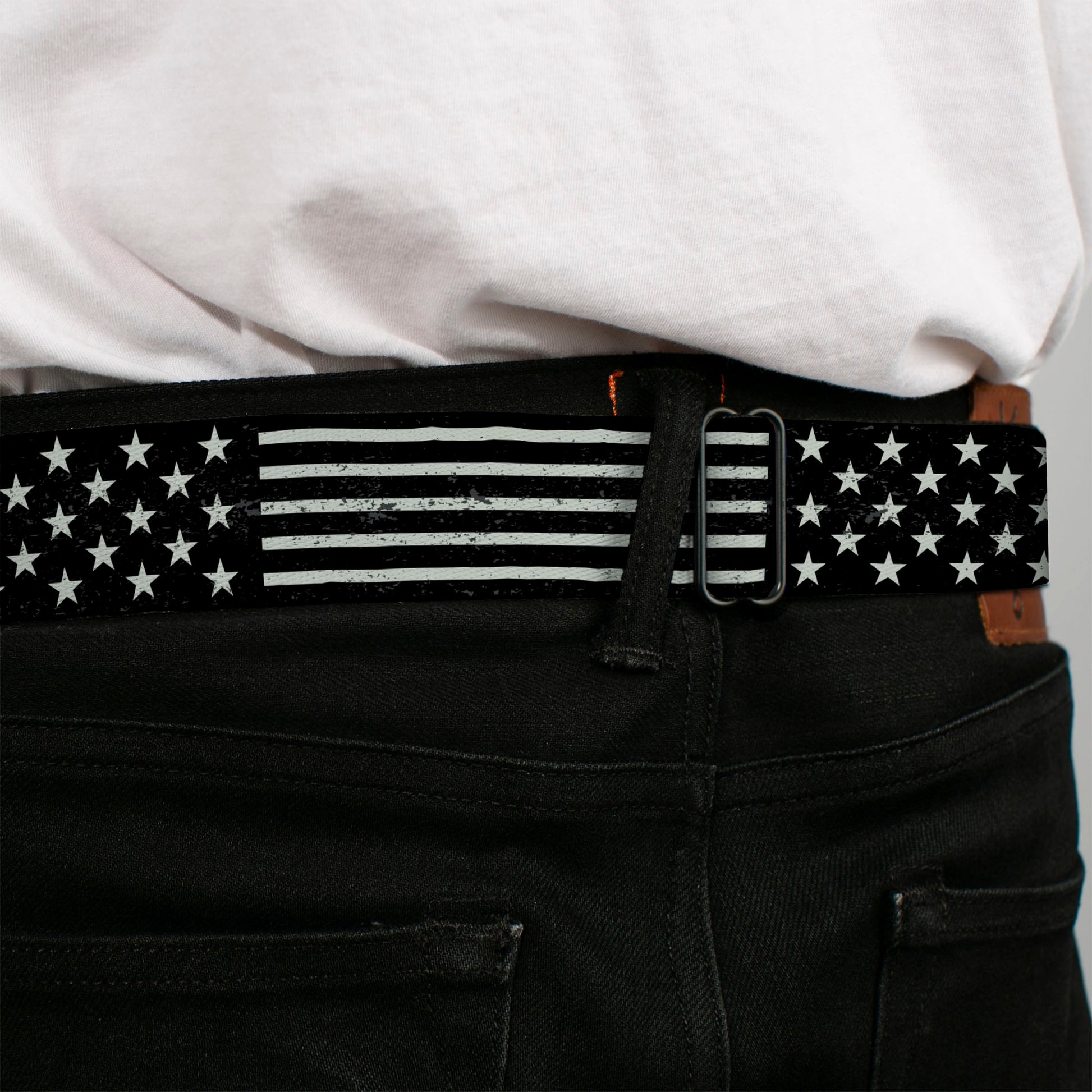 Built Ford Tough Seatbelt Belt - Americana Stars & Stripes2 Weathered Black/Gray Seatbelt Belts Ford