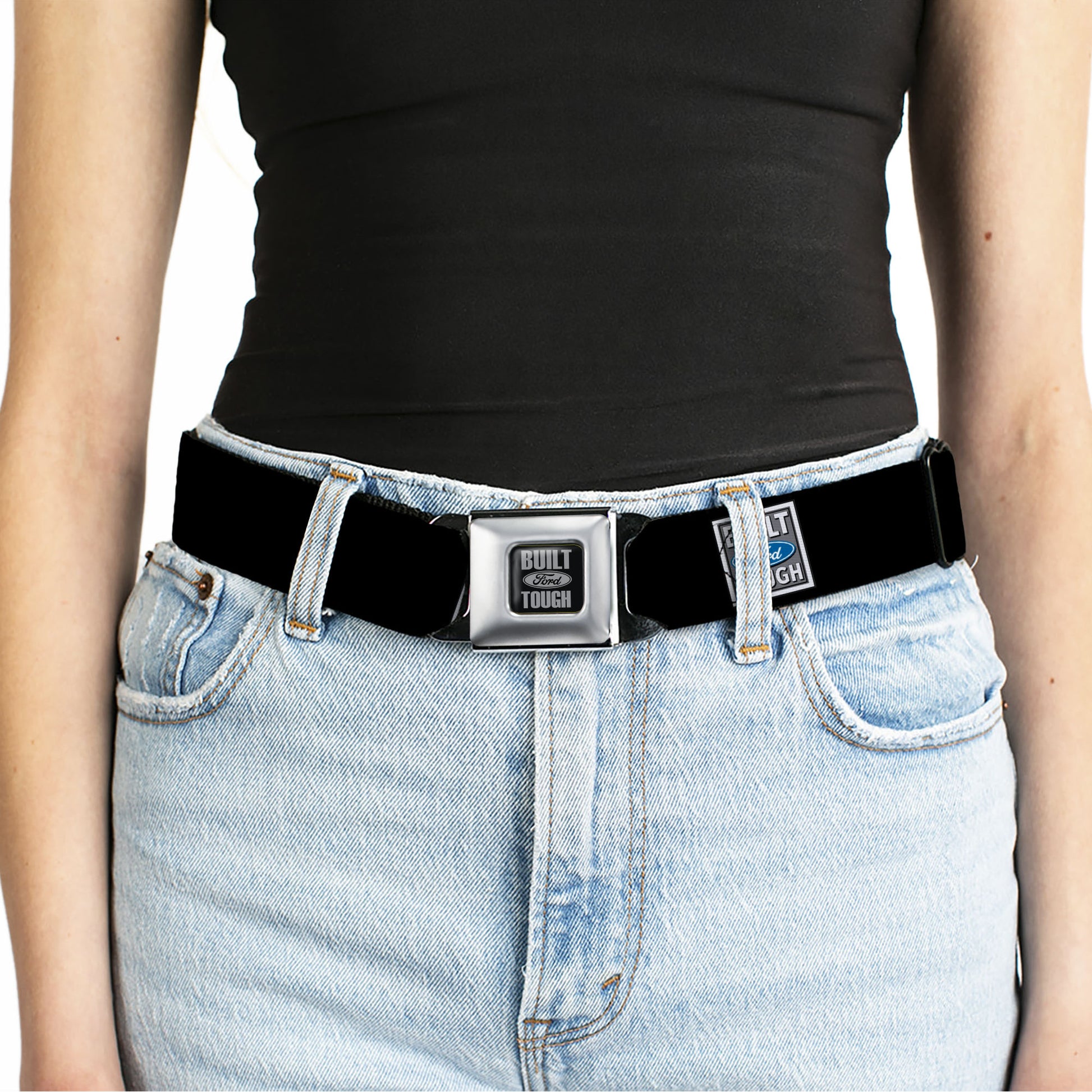 Built Ford Tough Seatbelt Belt - Built Ford Tough Logo REPEAT Webbing Seatbelt Belts Ford