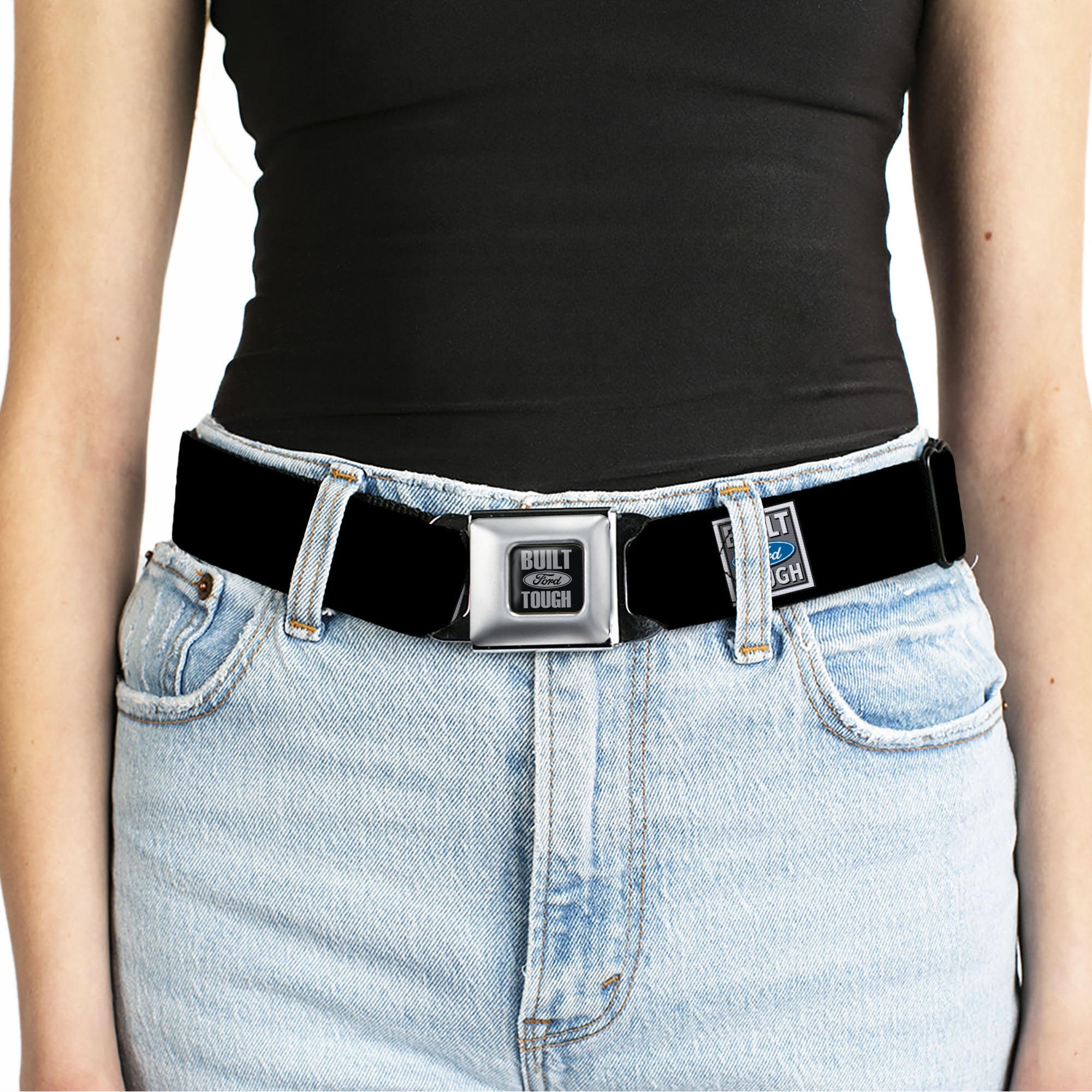 Built Ford Tough Seatbelt Belt - Built Ford Tough Logo REPEAT Webbing Seatbelt Belts Ford