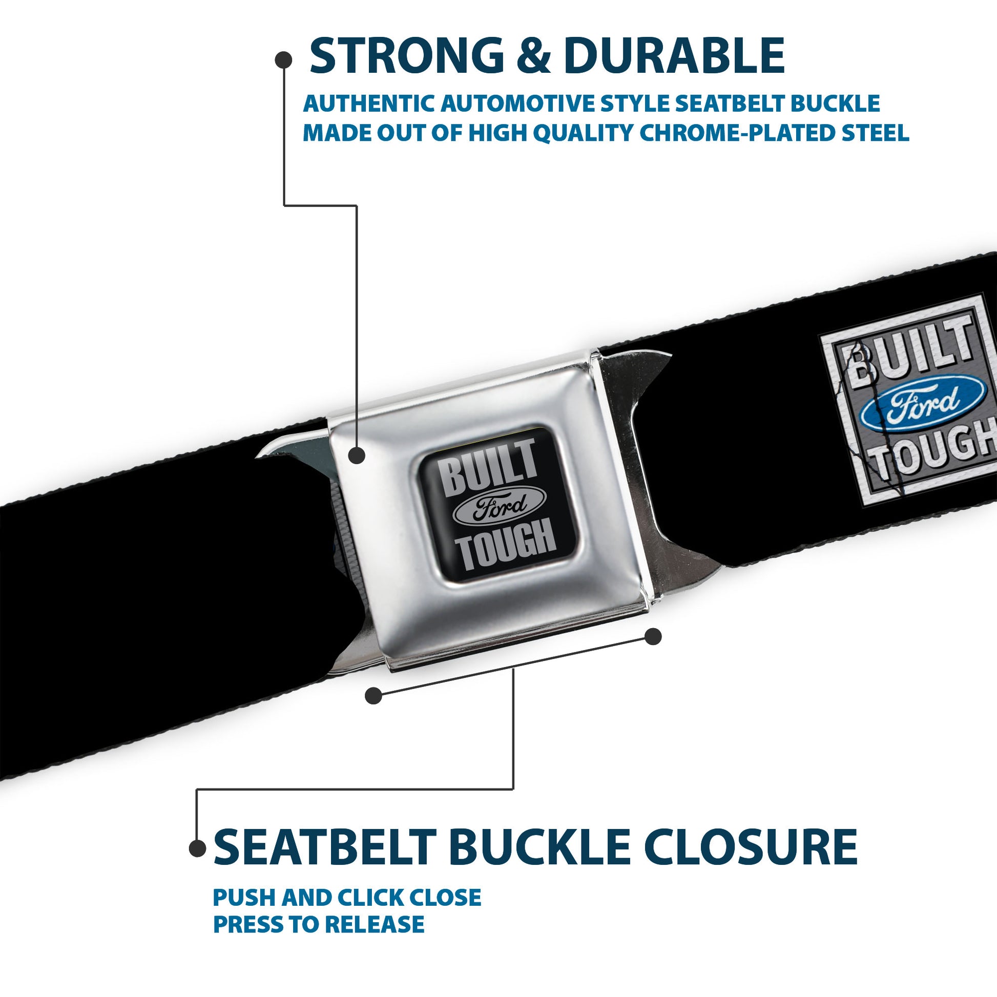 Built Ford Tough Seatbelt Belt - Built Ford Tough Logo REPEAT Webbing Seatbelt Belts Ford