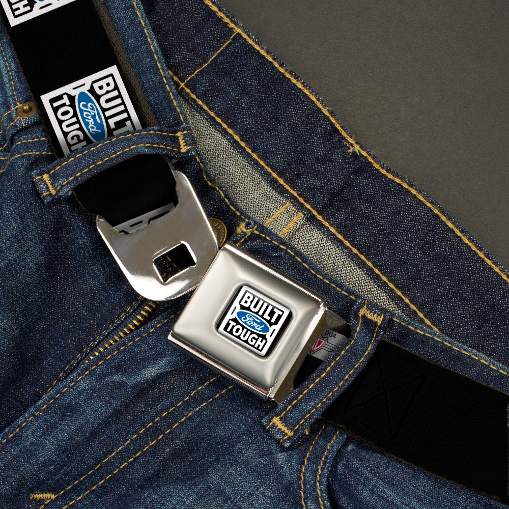 BUILT FORD TOUGH Logo2 Full Color Black White Blue Seatbelt Belt - BUILT FORD TOUGH Logo2 Black/White/Blue Webbing Seatbelt Belts Ford