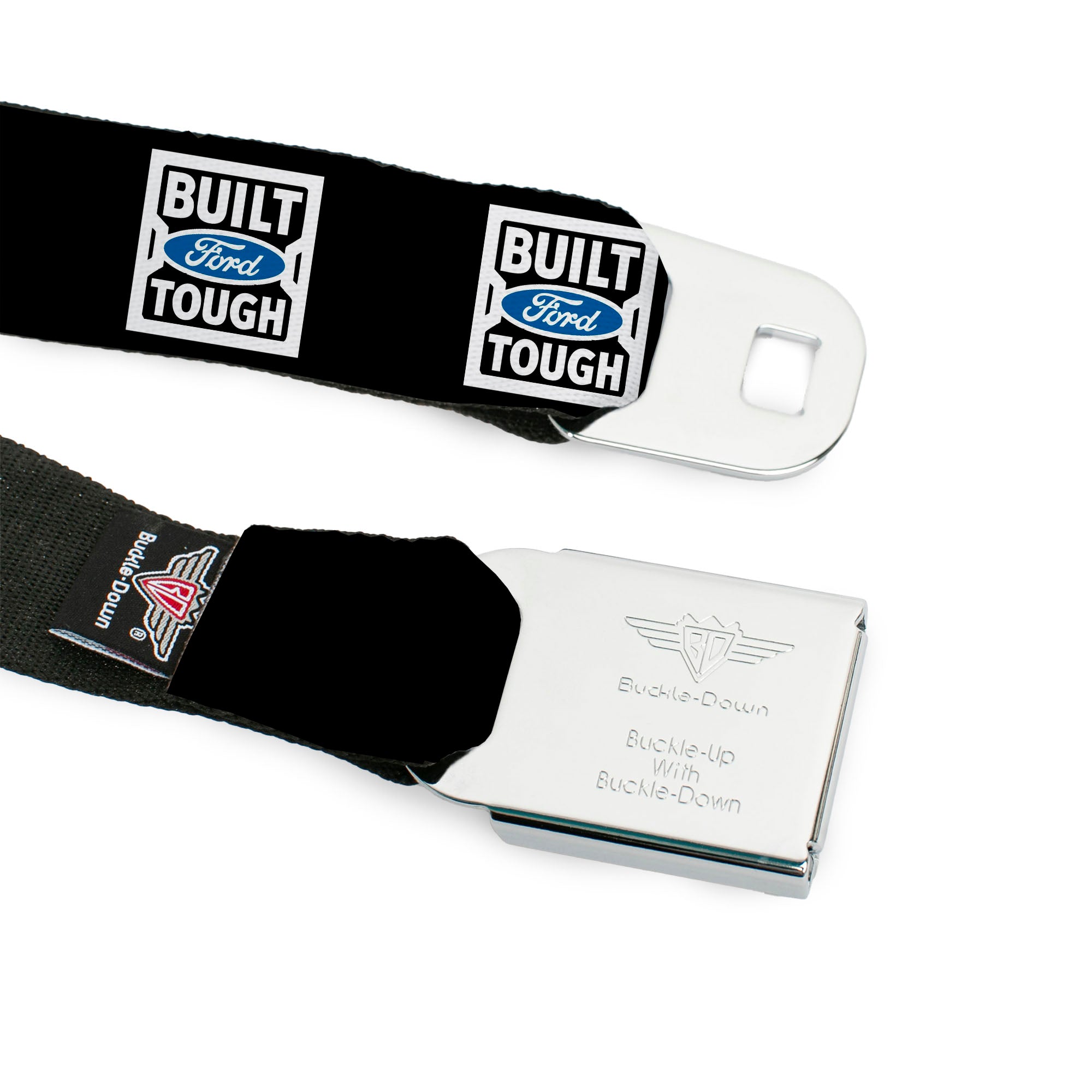 BUILT FORD TOUGH Logo2 Full Color Black White Blue Seatbelt Belt - BUILT FORD TOUGH Logo2 Black/White/Blue Webbing Seatbelt Belts Ford
