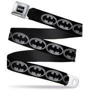 Batman Black Silver Seatbelt Belt - Batman Shield Black/Silver Webbing Seatbelt Belts DC Comics
