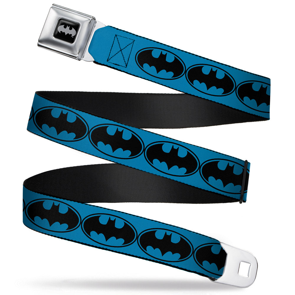 Batman Black Silver Seatbelt Belt - Bat Signal-3 Blue/Black/Blue Webbing Seatbelt Belts DC Comics