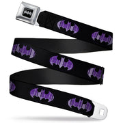 Batman Black Silver Seatbelt Belt - Batman Signal Black/Purple Plaid Webbing Seatbelt Belts DC Comics