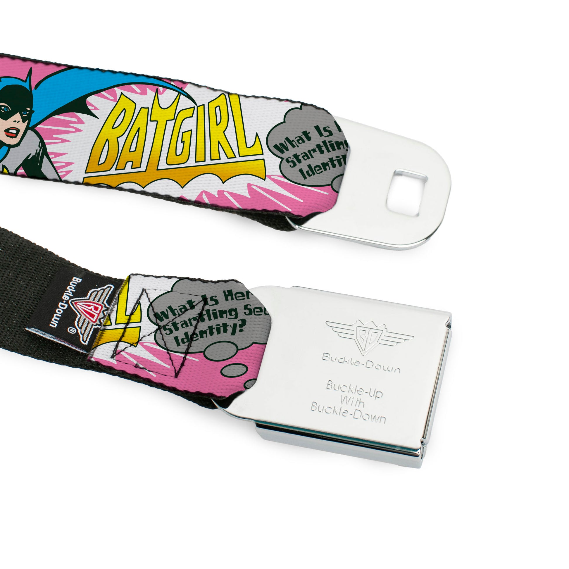 Batman Black/Silver Seatbelt Belt - BATGIRL-IS SHE HERO OR VILLAIN? w/Batgirl in Action Webbing Seatbelt Belts DC Comics
