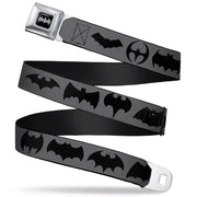 Batman Black Silver Seatbelt Belt - Bat Logo Transitions Gray/Black Webbing Seatbelt Belts DC Comics
