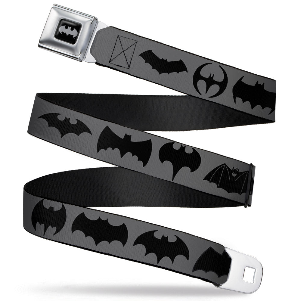Batman Black Silver Seatbelt Belt - Bat Logo Transitions Gray/Black Webbing Seatbelt Belts DC Comics